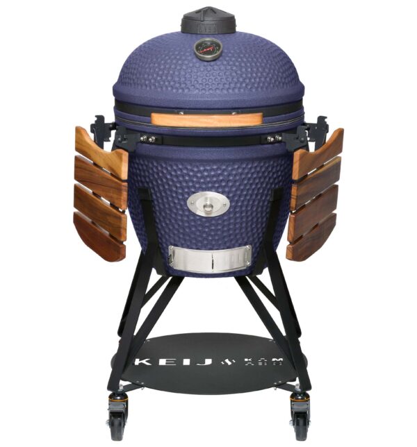 KEIJ-Kamado-Large-Legend-Blauw-met-houten-zijtafels