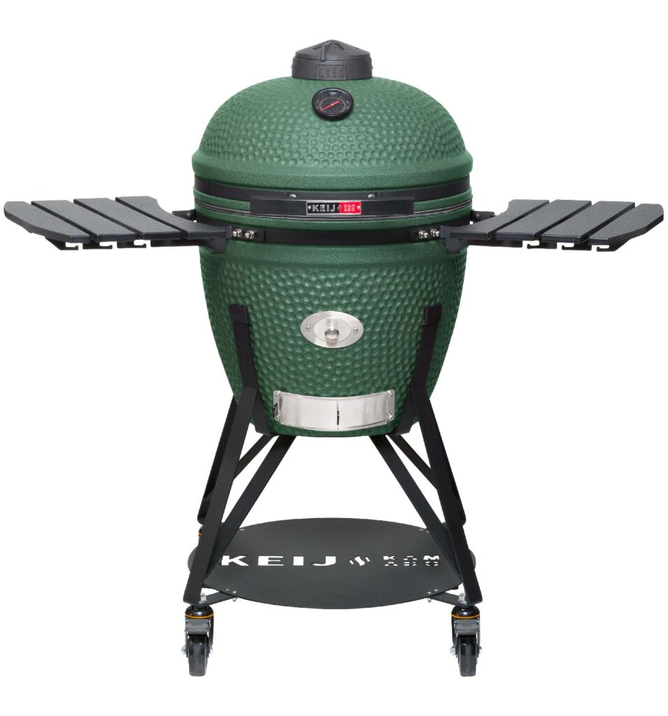 KEIJ Kamado, Duurzame keramische BBQ’s voor elke barbecue-liefhebber - Alfinity KEIJ-Kamado-Large-Legend-Groen-met-zijtafels