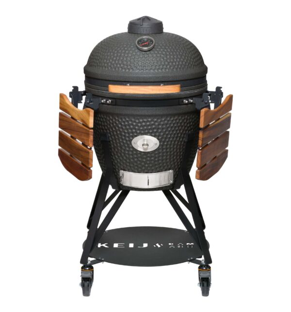 KEIJ-Kamado-Large-Legend-Zwart-met-houten-zijtafels